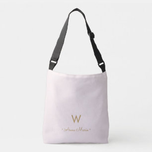 Sac Ajustable Monogramme Moderne Rose Doré Script