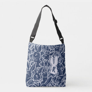 Sac Ajustable Monogramme Motif de porte à gribouillis bleu mari