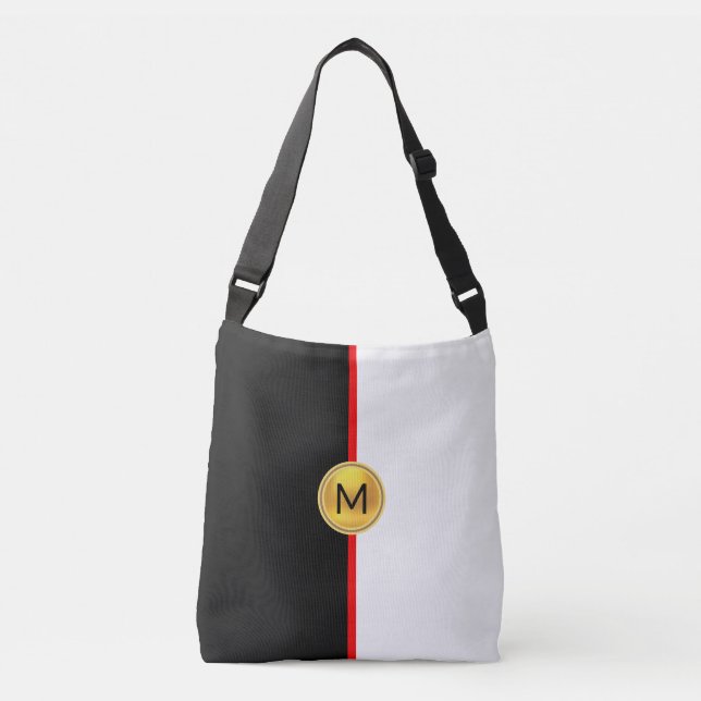 Sac Ajustable Monogramme noir et blanc avec ligne rouge (Devant)