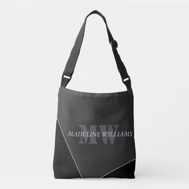 Sac Ajustable Monogramme noir gris artistique moderne (Devant)