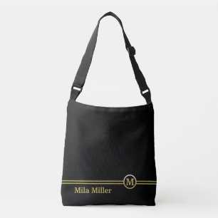 Sac Ajustable Monogramme or sur arrière - plan noir