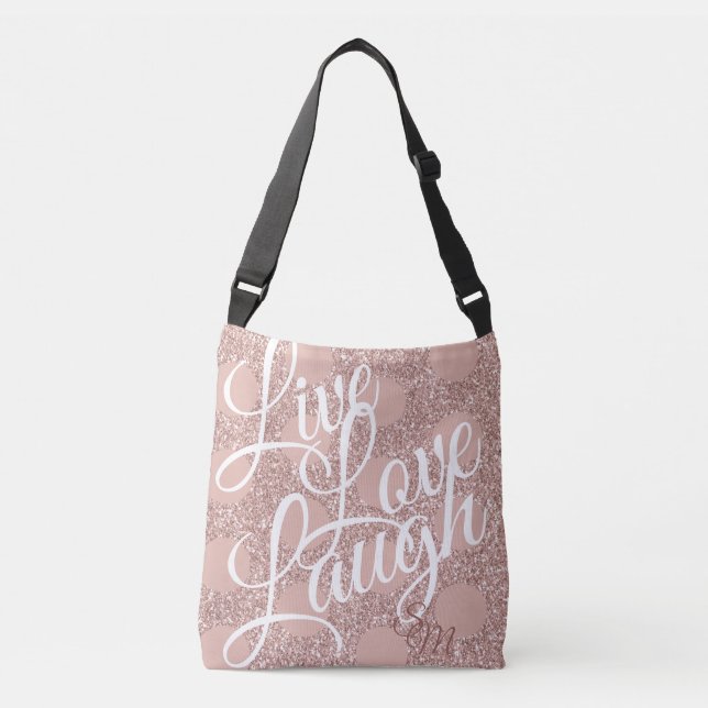 Sac Ajustable Monogramme Parties scintillant Rose Blush Live Lov (Devant)