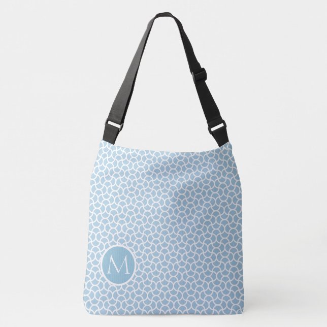Sac Ajustable Monogramme personnalisé Motif Cage bleu et blanc (Devant)