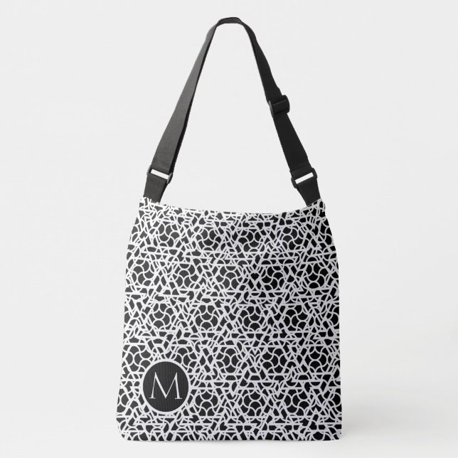 Sac Ajustable Monogramme personnalisé Motif Ziggy noir et blanc (Devant)