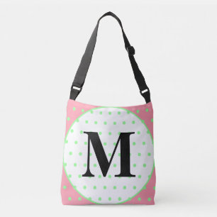Sac Ajustable Monogramme Pois verts de menthe rose