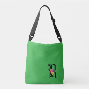 Sac Ajustable Monogramme R vert floral
