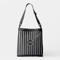 Monogramme sur rayures verticales noir et gris arg