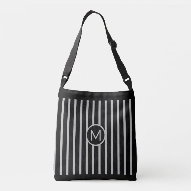 Sac Ajustable Monogramme sur rayures verticales noir et gris arg (Dos)