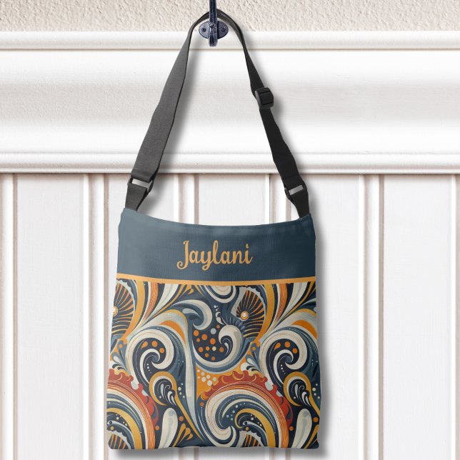 Sac Ajustable Monogramme Tourbillons Orange Rétro Hip Sarcelle P (Créateur téléchargé)