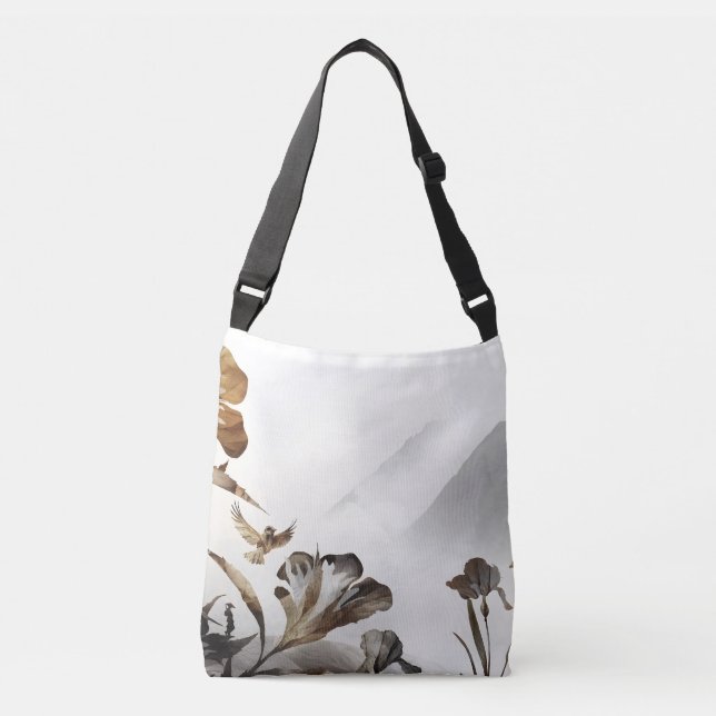 Sac Ajustable Montagnes Brumeuses Oiseaux Zen Minimalisme Nature (Devant)
