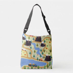 Sac Ajustable Montagnes, rivières, forêt, motif automobile.