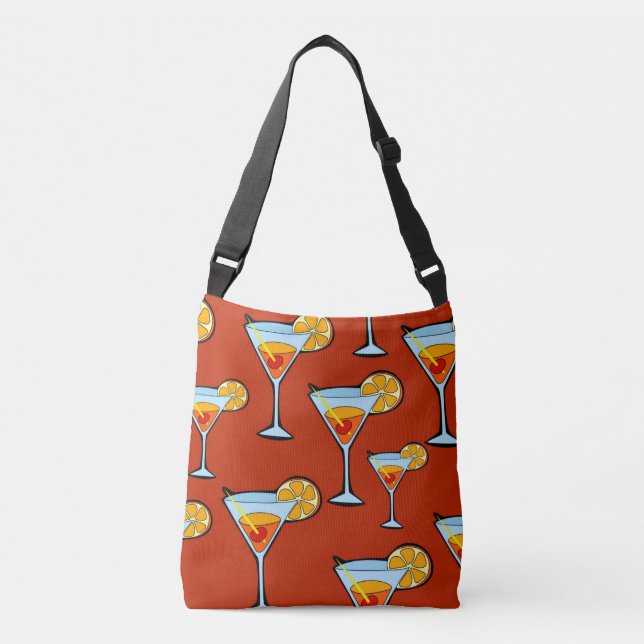 Sac Ajustable Motif à cocktails Dark Orange Martini (Devant)