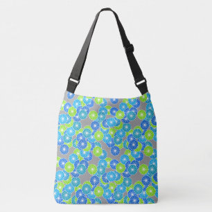 Sac Ajustable Motif à fleurs Art Déco - bleu et vert citron