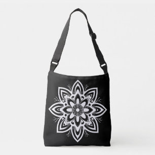 Sac Ajustable Motif à fleurs Mandala en noir et blanc