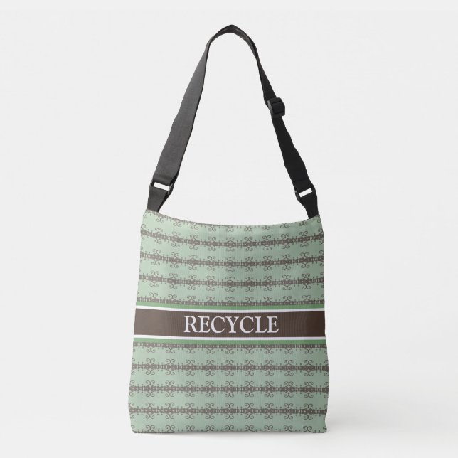 Sac Ajustable Motif abstrait marron moderne sur fond vert olive (Devant)