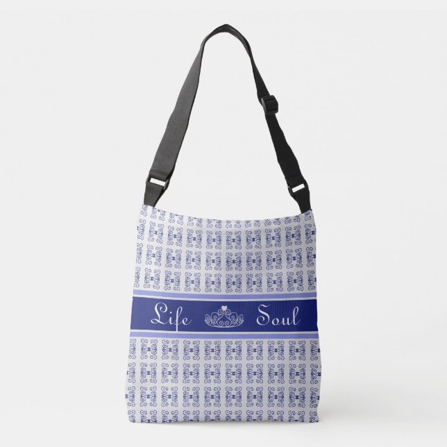 Sac Ajustable Motif Abstrait & Tiara en bleu et blanc (Devant)