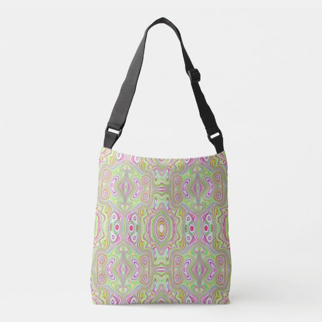 Sac Ajustable Motif Abstrait Trippy Retro Rose et Lime Green (Devant)
