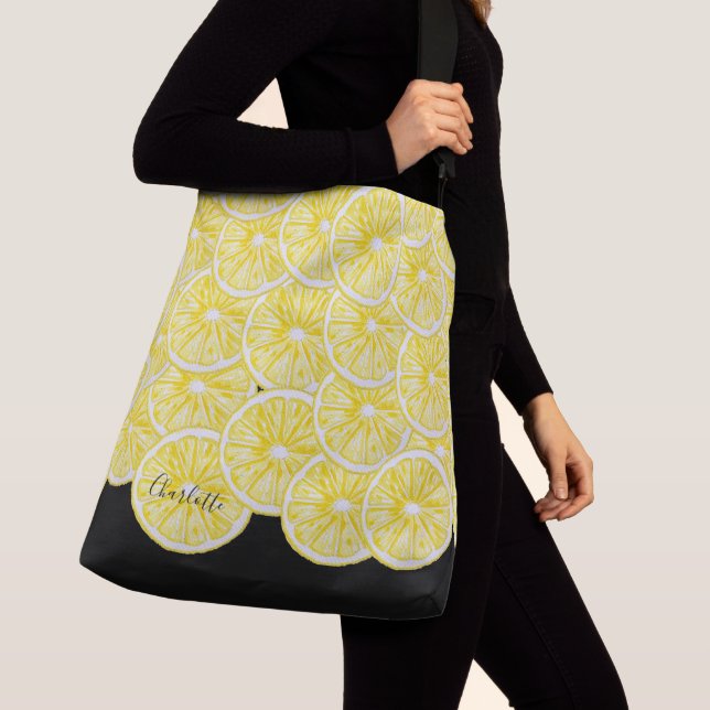 Sac Ajustable Motif aquarelle de tranches de citron modernes (De près)
