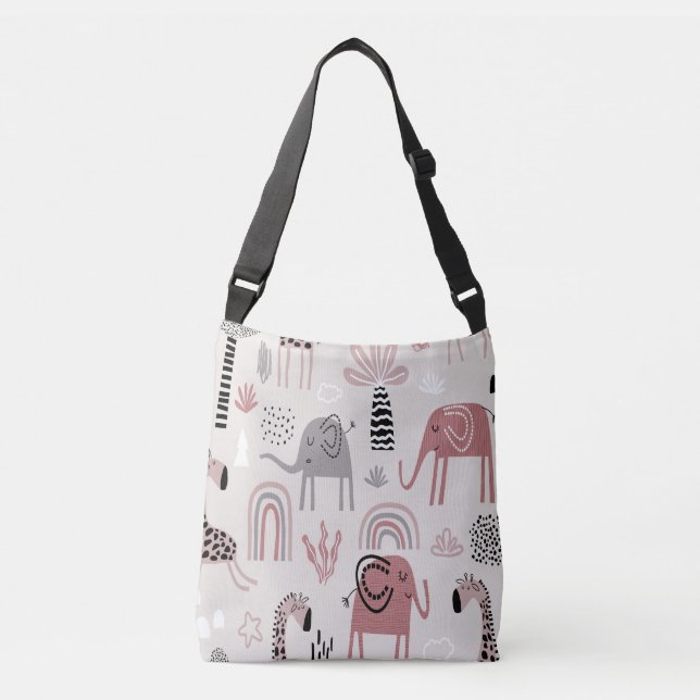 Sac Ajustable motif avec de mignons éléphants et girafes géant (Devant)