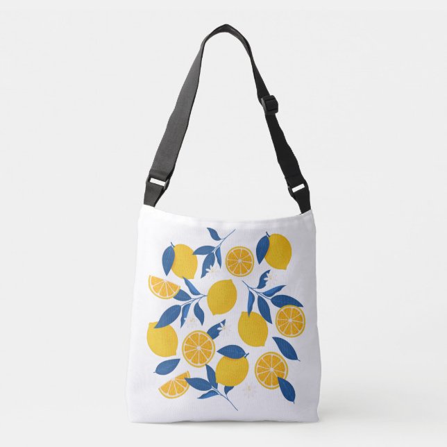 Sac Ajustable Motif citron jaune et bleu illustré (Devant)