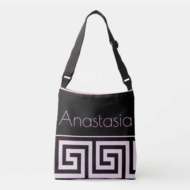 Sac Ajustable Motif clé grecque rose sur les femmes noires (Devant)