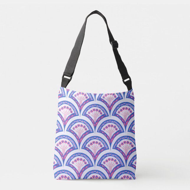 Sac Ajustable motif damassé floral bleu (Devant)