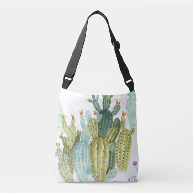 Sac Ajustable Motif d'aquarelle vintage Cactus Blooming (Devant)