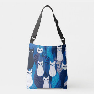 Sac Ajustable Motif de chat blanc bleu