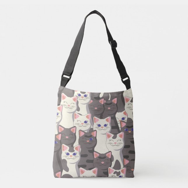 Sac Ajustable Motif de chats blancs et gris (Devant)