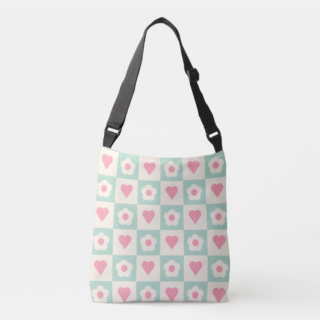 Sac Ajustable Motif de cœur et de fleurs pastel (Devant)