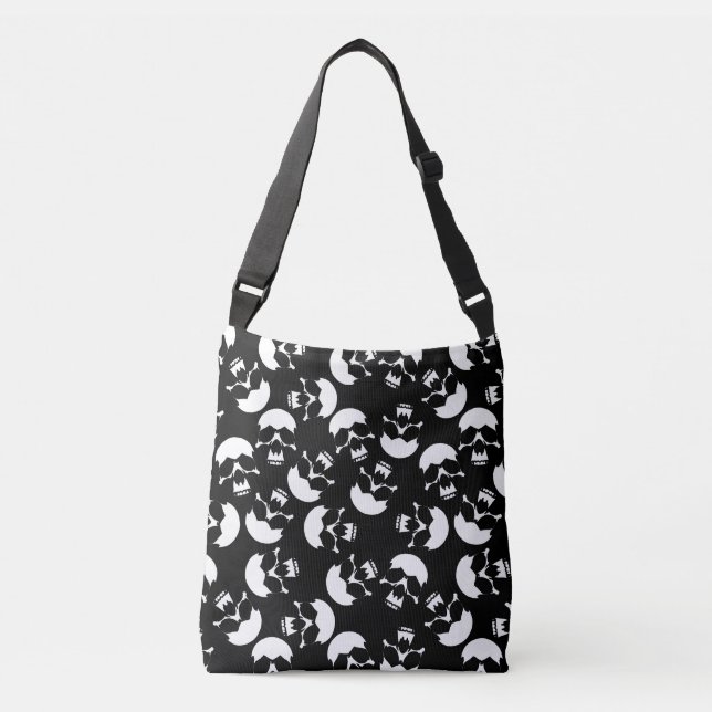 Sac Ajustable Motif de crâne esthétique noir et blanc foncé (Devant)