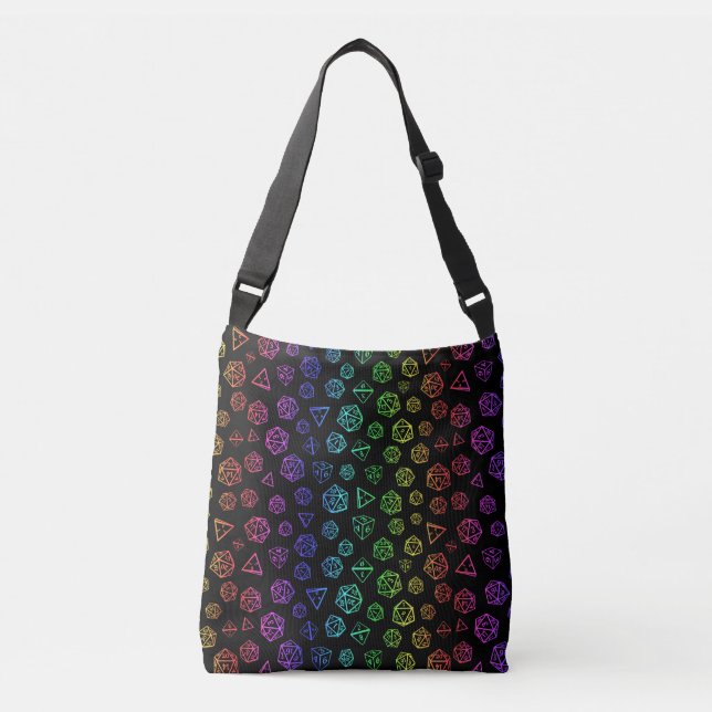 Sac Ajustable Motif de dés Rainbow D20 RPG (Devant)