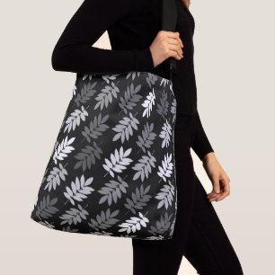 Sac Ajustable Motif de feuille aînée noir blanc gris
