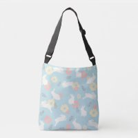 Motif de fleurs de lapins mignons