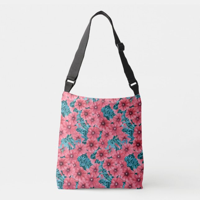 Sac Ajustable Motif de fleurs de pétunia rouge (Devant)