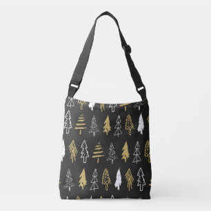 Sac Ajustable Motif de forêt d'arbres de Noël élégant noir or