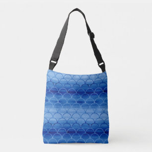 Sac Ajustable Motif de l'échelle d'aquarelle bleue sur toute imp