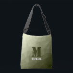 Sac Ajustable Motif de maille géométrique vert clair de l'armée<br><div class="desc">Monogramme Personnalisez avec votre initiale et votre nom personnalisés. Militaire dégradé géométrique maillage motif triangles ombre. Triangle maillage géométrique avec dégradé vert foncé clair. militaire,  armée,  motif,  ombre,  maillage,  triangles,  géométrie,  dégradé,  cool,  triangle,  vert</div>