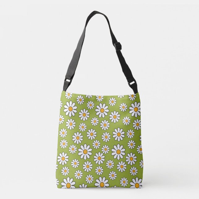 Sac Ajustable Motif de marguerite à fleurs vert et blanc (Dos)