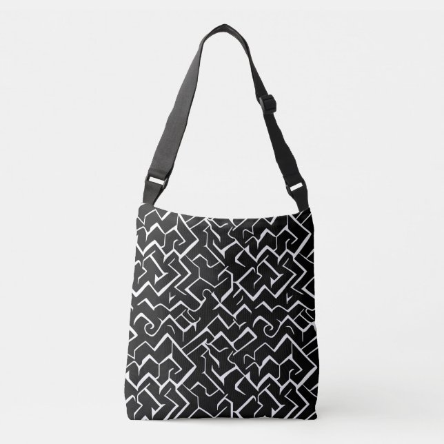 Sac Ajustable Motif de méandre noir et blanc | Gothique moderne (Devant)