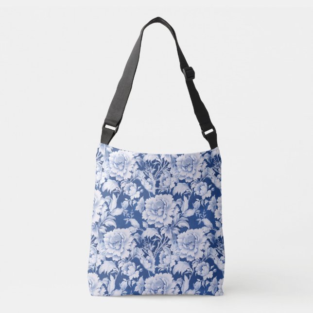 Sac Ajustable Motif de rose blanc/bleu pâle (Devant)
