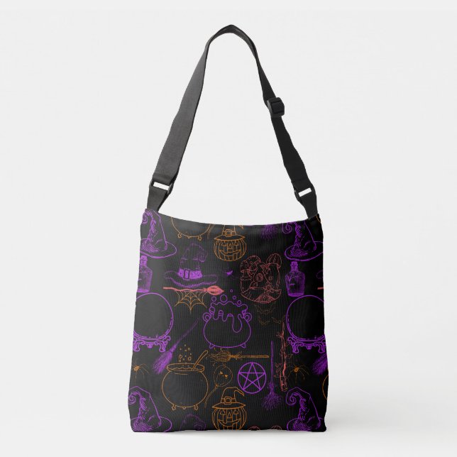 Sac Ajustable Motif de sorcellerie Halloween Néon 01 Fond noir (Devant)