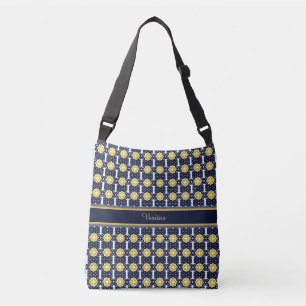 Sac Ajustable Motif de style méditerranéen en bleu, or et blanc