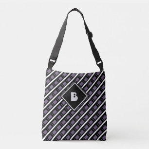 Sac Ajustable Motif d'initiale de monogramme moderne mignon noir