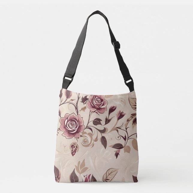 Sac Ajustable Motif élégant de rose marron (Devant)