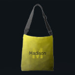 Sac Ajustable Motif en maille géométrique gris foncé jaune<br><div class="desc">Monogramme Personnalisez avec votre initiale et votre nom personnalisés. Motif de maillage géométrique dégradé d'or jaune. Triangle maillage géométrique avec dégradé noir foncé jaune clair. motif,  ombre,  maillage,  triangles,  géométrie,  géométrique,  dégradé,  cool,  triangle,  lumineux,  motif,  numérique,  jaune,  or,  noir</div>