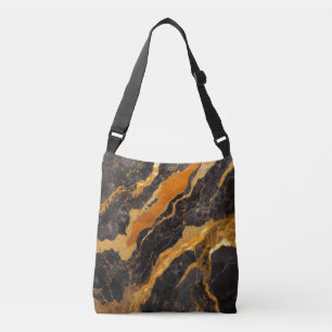 Sac Ajustable Motif en marbre noir orange avec or