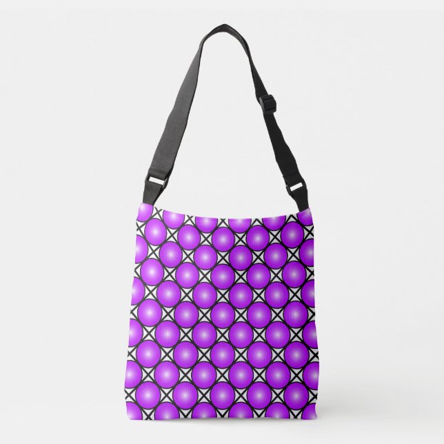 Sac Ajustable Motif en treillis noir blanc Magenta points roses (Devant)