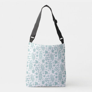 Sac Ajustable Motif Feuille perdu Turquoise sur blanc