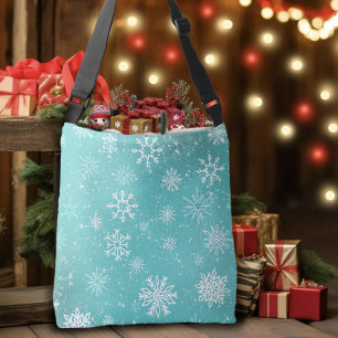 Sac Ajustable Motif Flocons de Neige Bleu Turquoise Doux Gel Hiv